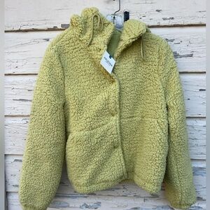 Arizona Transitional Cozy Shearling Faux Fur Teddy Coat Jacket Hoodie NWT XS